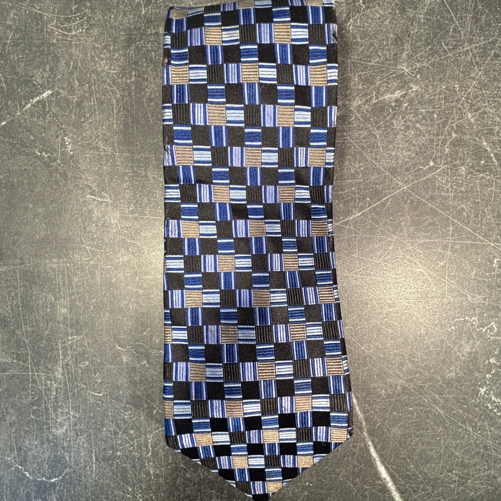 Mens Tie | Burma Bibas | 7 Fold | Circe '70s | Extra Long Blue Grey | Silk‎